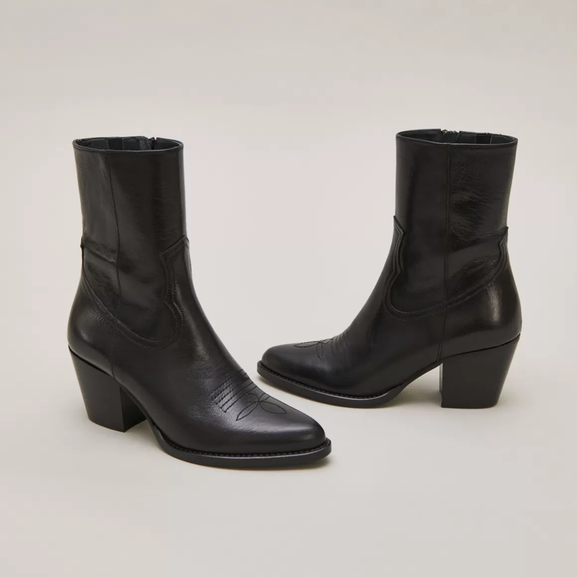 Heeled boots with topstitch<Jonak Cheap
