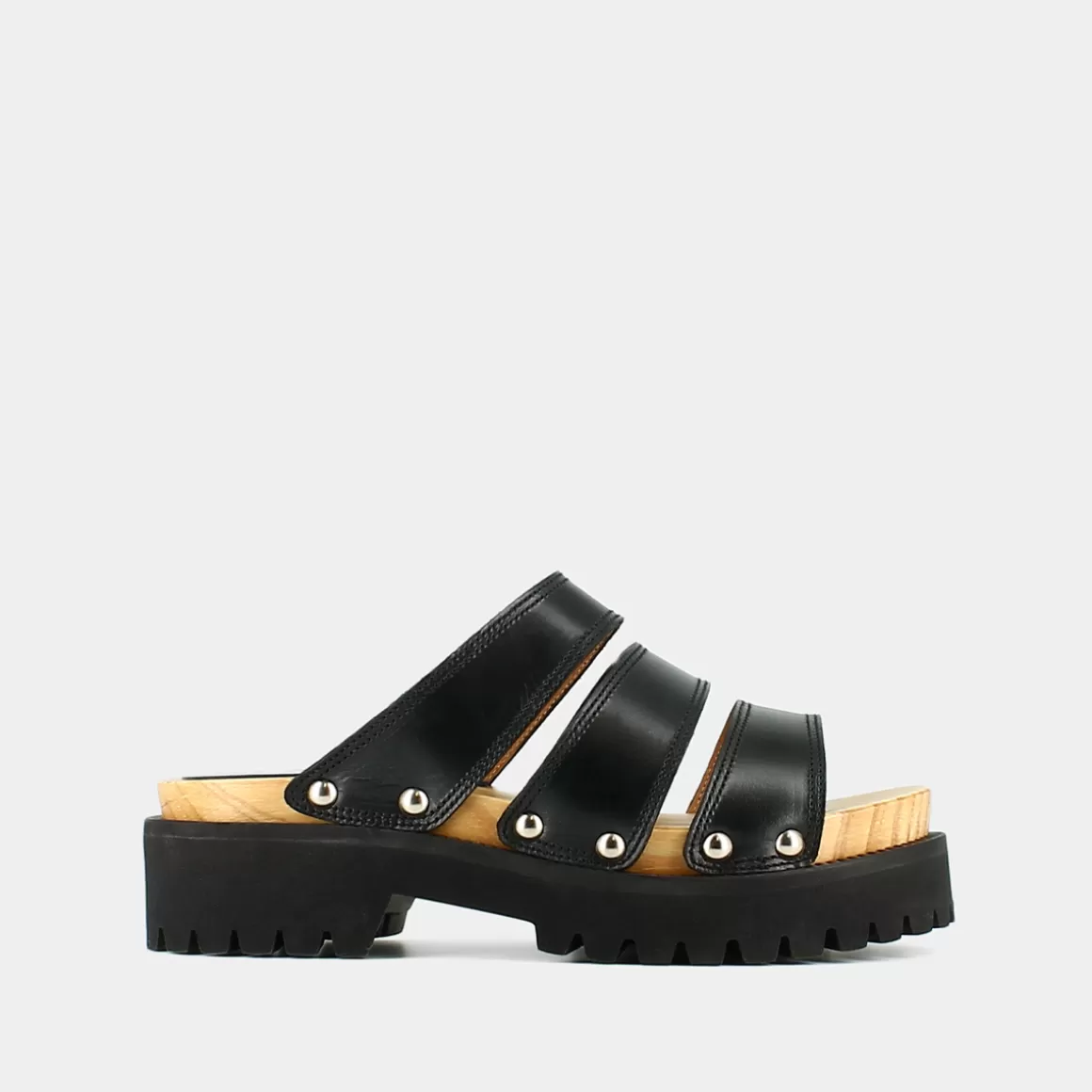 Mules with straps and platforms<Jonak Sale